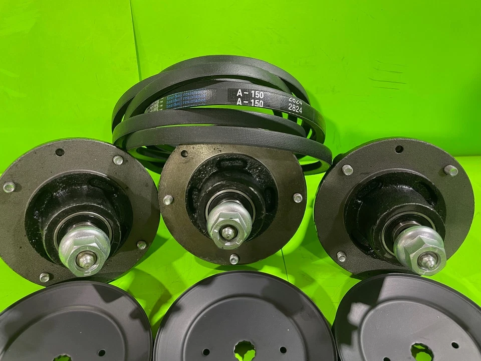 Z254F DECK REBUILD KIT: CAST IRON SPINDLES,  LIFT BLADES, PULLEYS BELT - Image 3 of 4