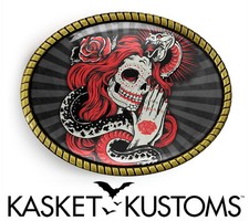 Sugar Skull Snake Belt Buckle - Day of the Dead Tattoo Belt Buckle - 814