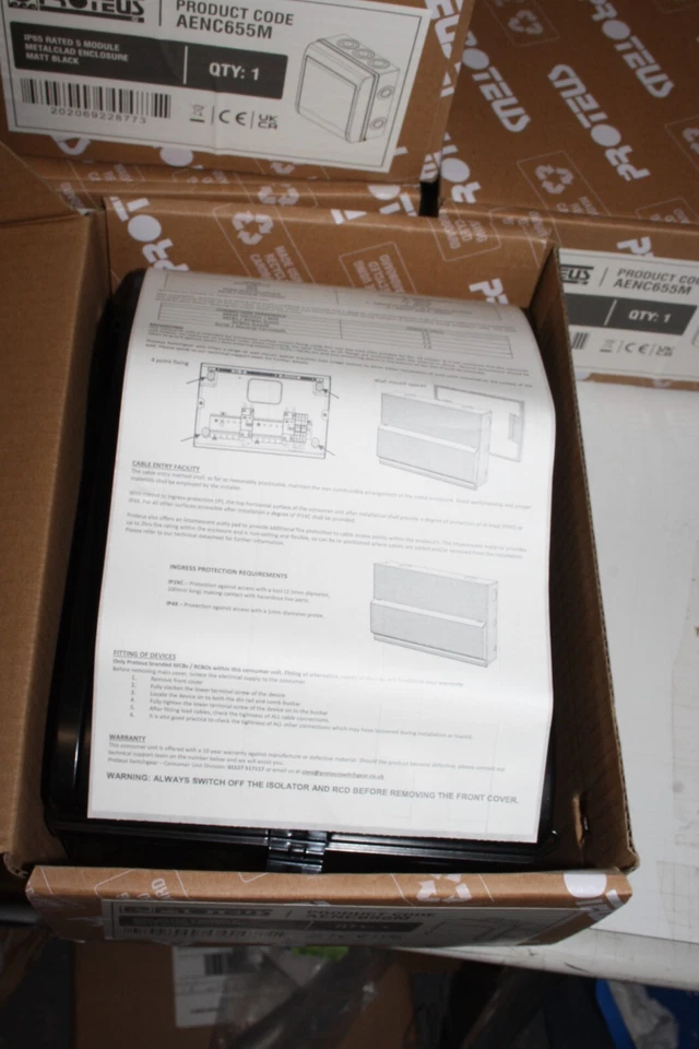 PROTEUS-5 Module Black Metalclad Enclosure 40A 30ma C RCBO & type 2 spd-BLACK - Image 2 of 4