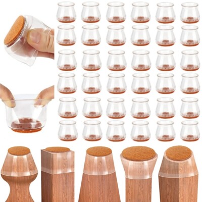 20/36 pcs Medium Silicone Chair Leg Floor Protectors Transparent Table Feet Caps