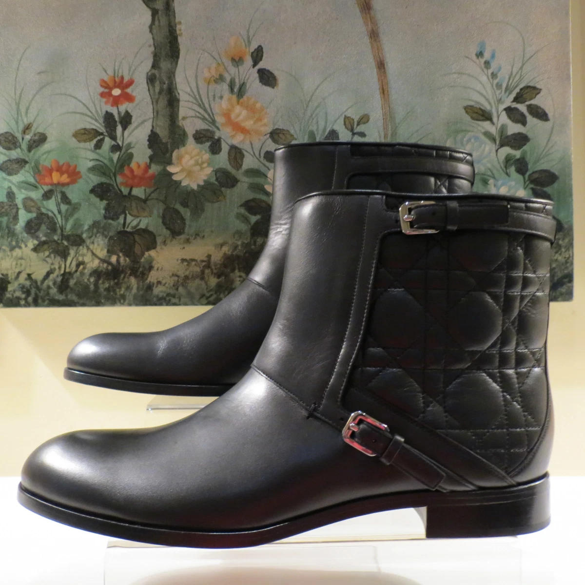 NWB WOMEN AUTHENTIC CHRISTIAN DIOR BLACK LEATHER CANNAGE ANKLE BOOTS 42/12  $1100 | eBay