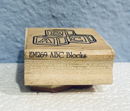 Sello de goma montado en madera ABC Blocks 1995 impresión de fábrica NUEVO - Imagen 4 de 4