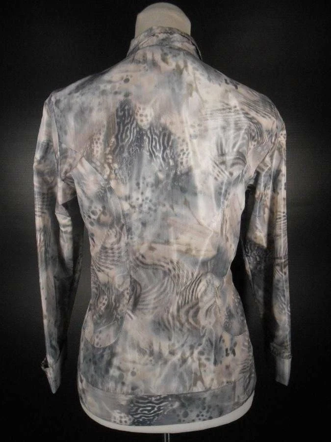 Hermosa Chaqueta Cortavientos Para Mujer Talla 0 Chico's Zenergy Azul Gris LS Cremallera Foto 4 de 4