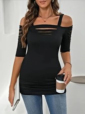 Women's Plus Size Cutout Cold Shoulder T Shirt Size 3X NEW