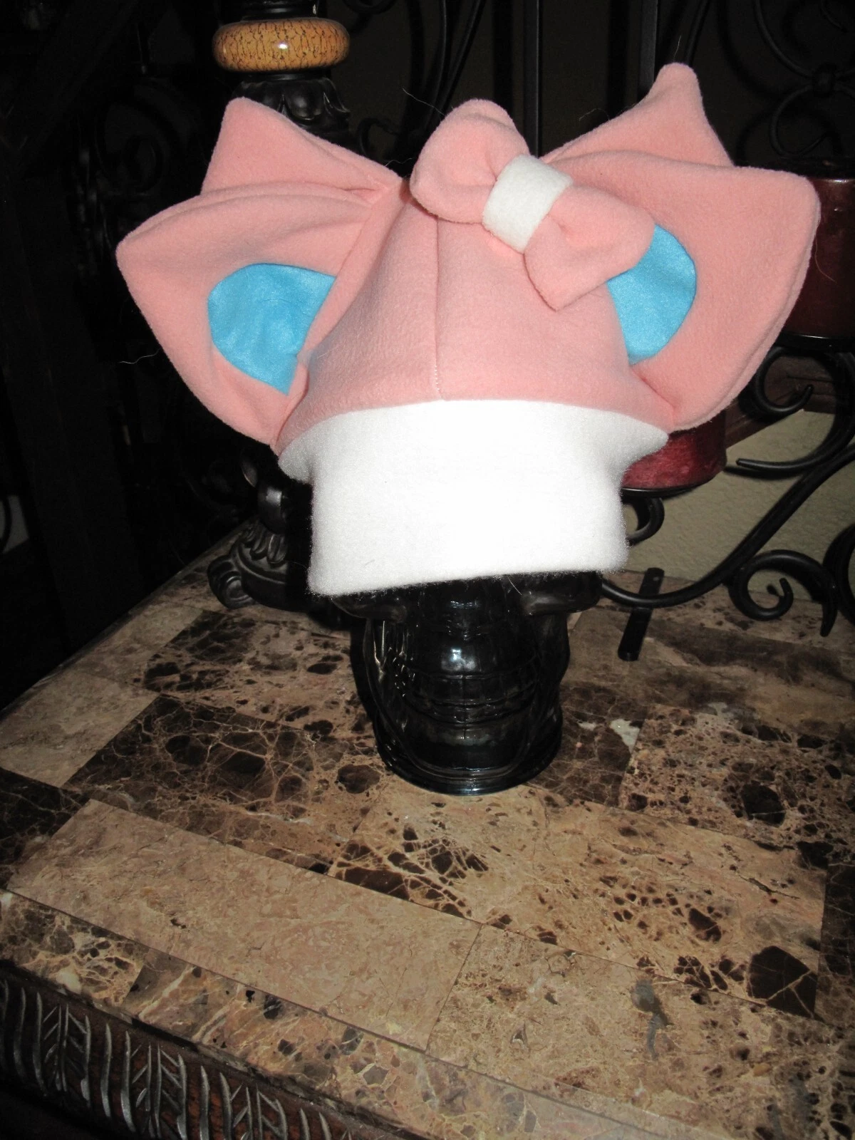 Cosplay Pink White Blue Fleece Ear Beanie Hat in 7 sizes XXS - XXL