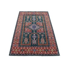 5'4" x 7'9" Dark Green Afghan Super Kazak Hand Knotted Wool Oriental Rug R80319