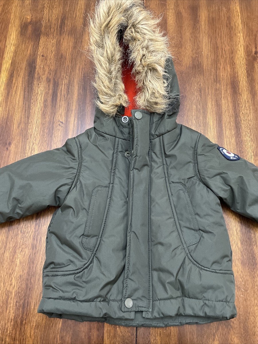 NWT BEN SHERMAN ￼OLiVE PARKA WINTER COAT W/ HOOD FUR TRIM Baby - Main Image