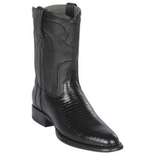 Los Altos w/ZIPPER BLACK Teju Lizard Roper WESTERN Boot Round Toe D 69Z0705