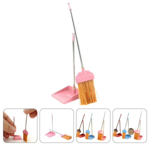 1 Set of Miniature Brooms Dustpan Doll House Cleaning Tools Miniature Brooms