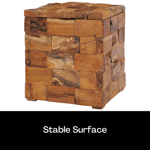 Wooden Stool With Storage Function Rustic Mosaic Design Home Decor Furniture AU - Picture 9 of 13