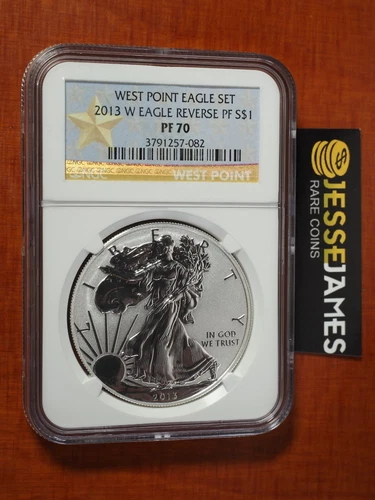 2013 W REVERSE PROOF SILVER EAGLE NGC PF70 FROM WEST POINT SET GOLD STAR LABEL