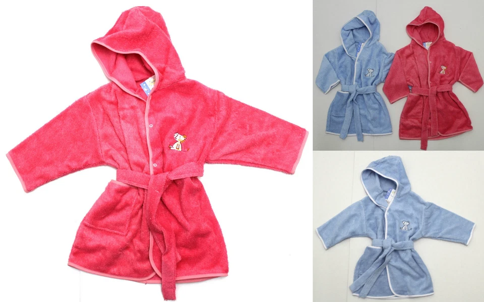 BEBE REVE Bademantel Kapuze Baby Kinder Gr 74 80 86 92 98 104 Rosa o. Hellblau