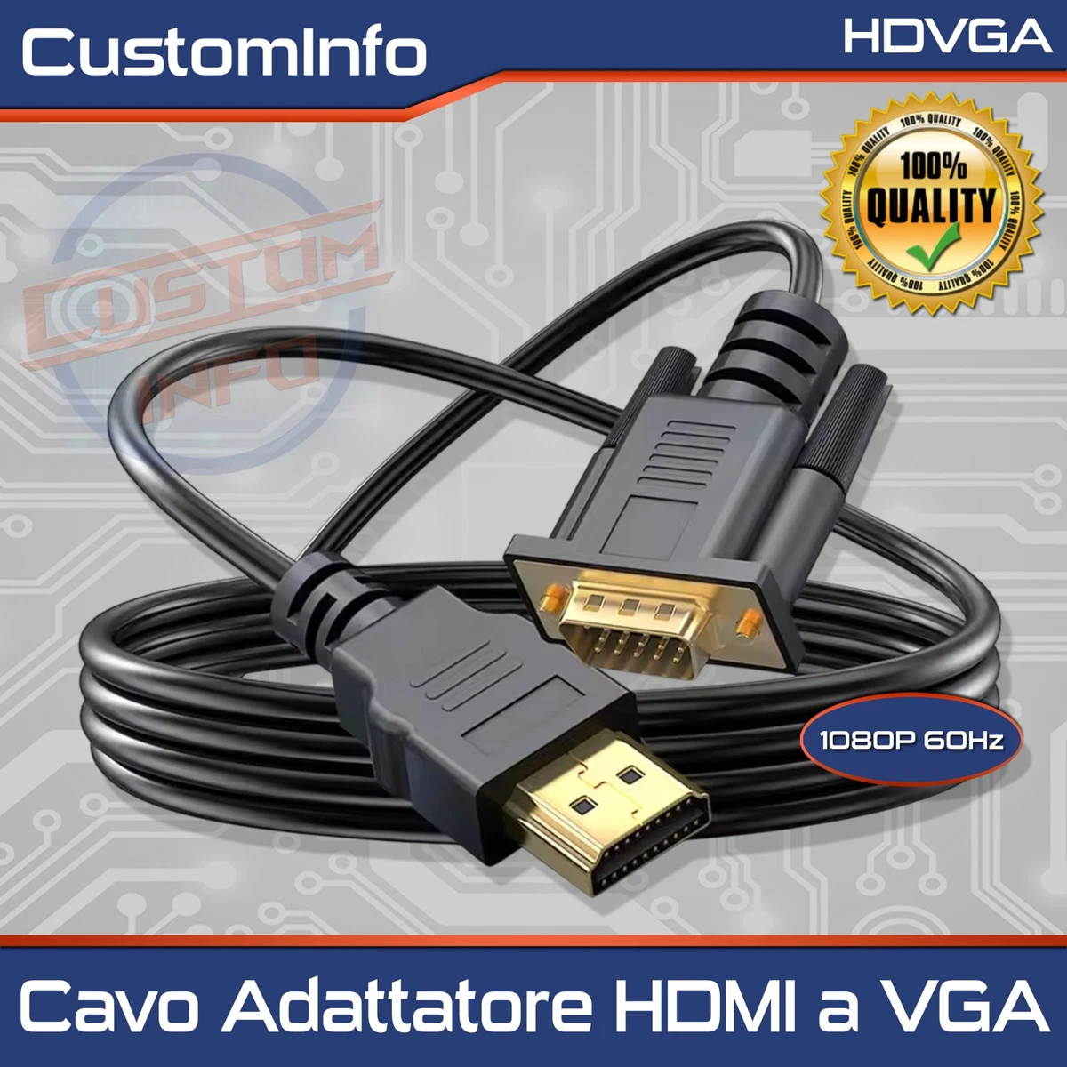 Cavo HDMI A VGA Cavo Convertitore ATTIVO HDMI A VGA Da 1 Metro Per Collegare Pc Moderni A N 950771 - Foto 10