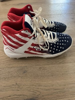 Boombah Youth American Flag Baseball Cleats Stars Stripes Red White Blue Size 7