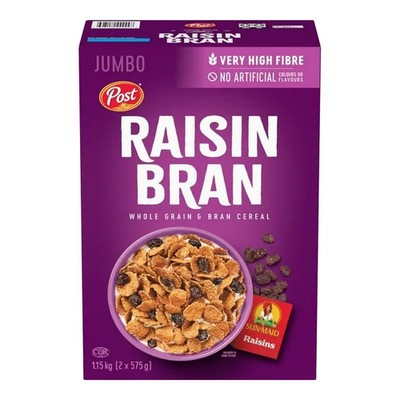 Post Raisin Bran  Whole Grain Wheat & Bran, 1.15kg - FREE SHIPPING