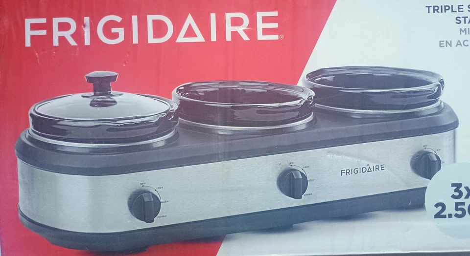 FRIGIDAIRE 3 - 2.5 克拉锅慢炖锅自助餐服务器食物加热器不锈钢 — 第 2/4 张图片