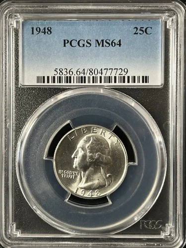 1948  25C Washington Quarter Dollar PCGS MS64   80477729