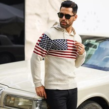 Men's Sweatshirt Spring Outdoor Hooded Sweater Long Sleeve Knitted Hoodie Soft P