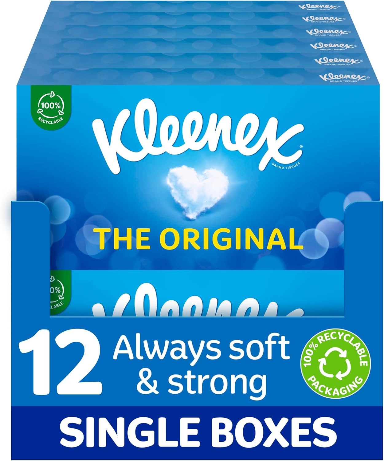 Kleenex Original Facial Tissues - Pack of 12 Tissue Boxes - Soft Tissues for Ev