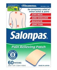 Salonpas 8 Hour Pain Relief Patch with Camphor Back  Muscles 60 Count