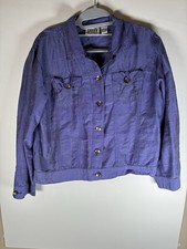 Vtg Chico's Design 100 Silk Jacket Womens 1 Medium Purple Violet India Boho
