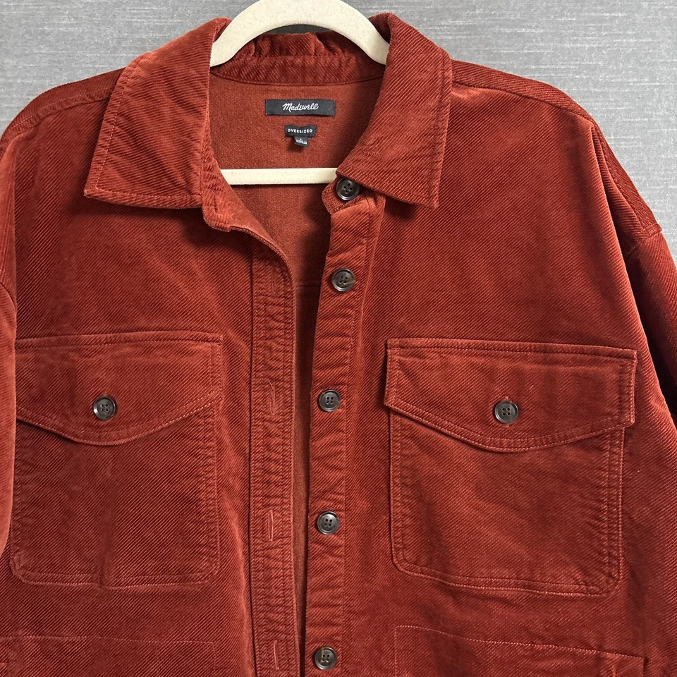Madewell Shacket L Óxido Caoba Pana Sarga Gran Tamaño Camisa Chaqueta Pesada Foto 4 de 4