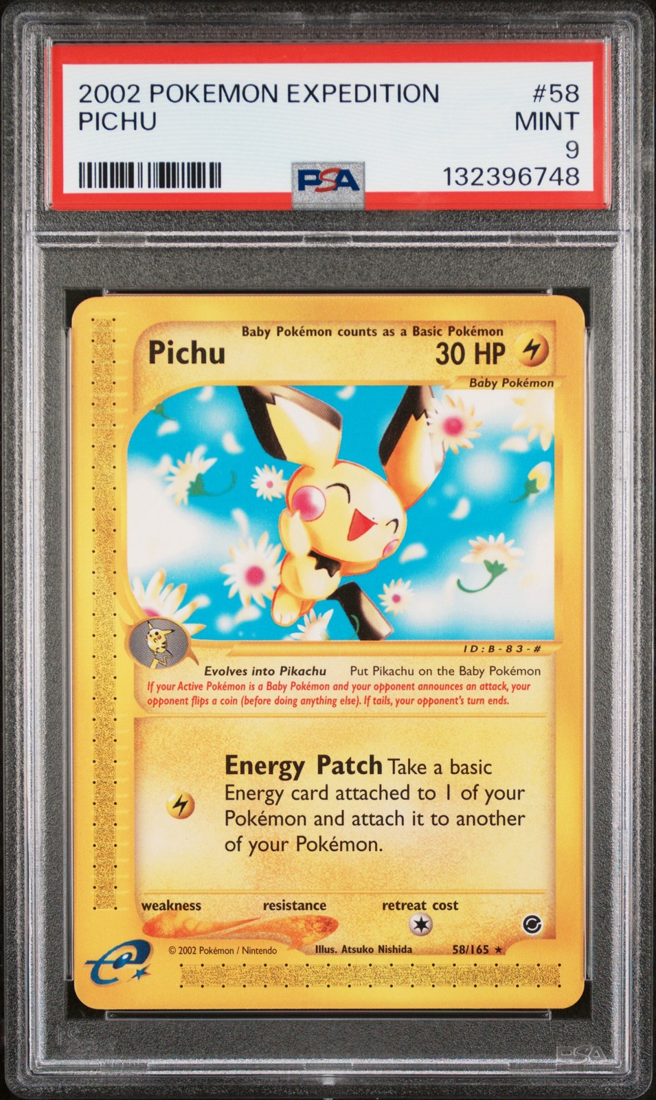 2002 POKEMON EXPEDITION #58 PICHU PSA 9