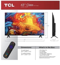 TCL 43S451 43" Class 4-Series 4K UHD HDR LED Smart Roku TV WiFi HDMI