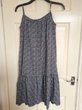 Beautiful Soft Black Floral Strappy Ladies Dress Size S (8-10) VGC