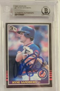 RYNE SANDBERG Autograph Signed 1985 Donruss Baseball Card HOF Cubs BAS slab