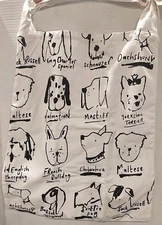 World Market Dog Canvas Tote Bag 2 Large, 2 Small Compartments w Tag 19"