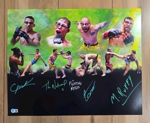 PRATES SILVA RUFFY CAIO SIGNED AUTOGRAPH 16X20 PHOTO FIGHTING NERDS COA BECKETT