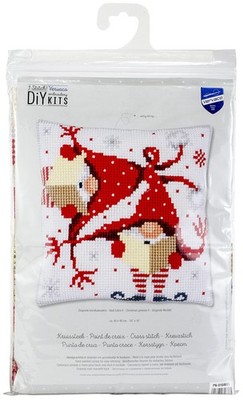 Vervaco Cross Stitch Cushion Kit Christmas Gnomes II 16'' x 16''