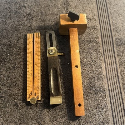 Antique Stanley No 68, 47-061 Pat 3-16-97 No 61 24'' Folding Ruler 6'' Sliding T