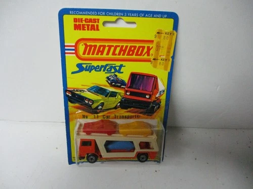 Matchbox Lesney Superfast SF11 Car Transporter- GREEN WINDOWS, blistercard