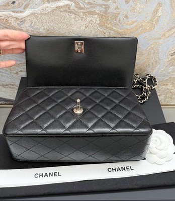 Chanel 25S Mini Coco Crush Gold Top Handle Caviar Leather Flap Bag