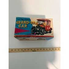 Vintage Rosko Tin Toy Battery Operated Car Grand-pa 1960s Litho Metal
