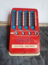 Vintage Wolverine Adding Machine Tin Made in USA Red Blue 1940's, Rare Works
