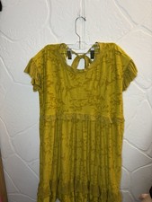 By Anthropologie NWT Women’s Size Small Chartreuse Ruffle Sleeve Mini Dress