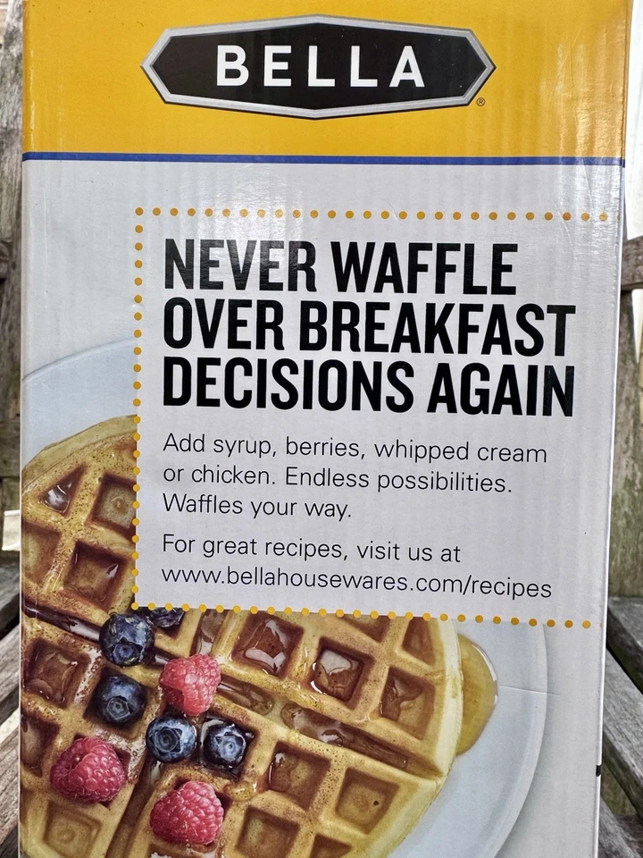 全新带盒 Bella 经典旋转比利时华夫饼机抛光不锈钢 — 第 4/4 张图片