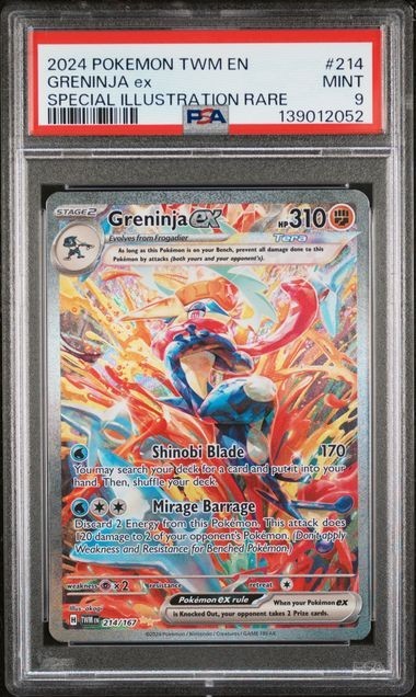 PSA 9 GRENINJA EX 214 TWILIGHT MASQUERADE SCARLET & VIOLET SIR POKEMON MINT