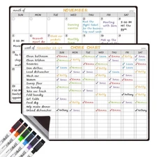 Magnetic Dry Erase Chore Chart and Monthly Planner Whiteboard Bundle