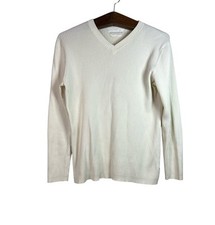 VINTAGE Polo Ralph Lauren Y2K Women  s Cream Ribbed Pullover Sweater Sz M Cotton