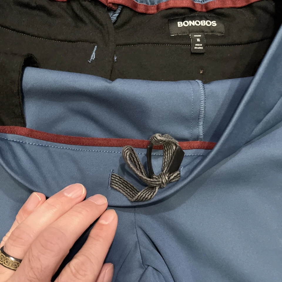 Мужские брюки Bonobos XL Chino короткие сужающиеся штанины на шнурке синие повседневные опрятные - Изображение 3 из 4