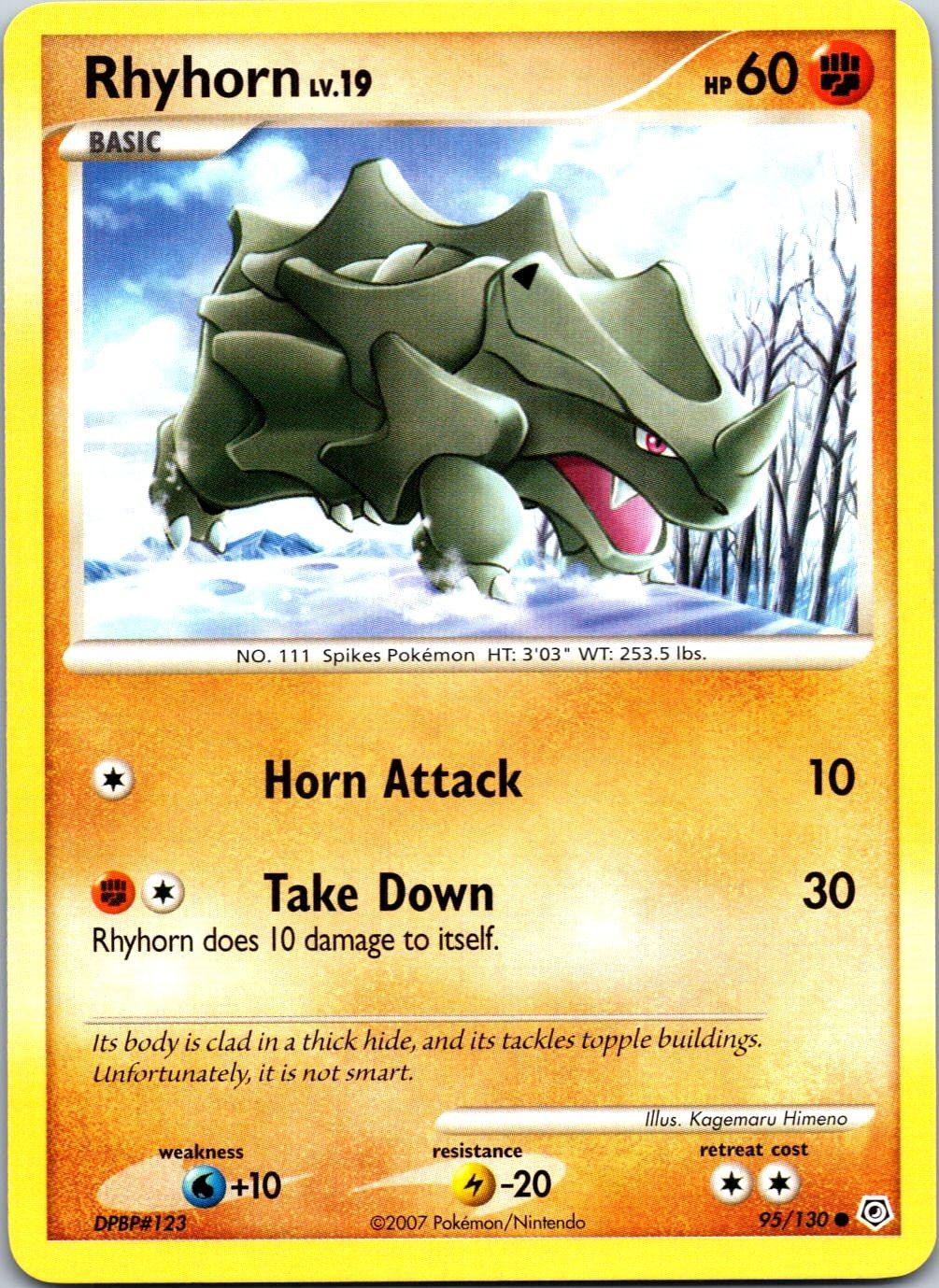 Rhyhorn 95/130 Common Diamond & Pearl Pokemon Near Mint