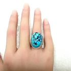 Men's Vintage 925 Sterling Silver Turquoise Stone Ring 17.5 Grams Size-7
