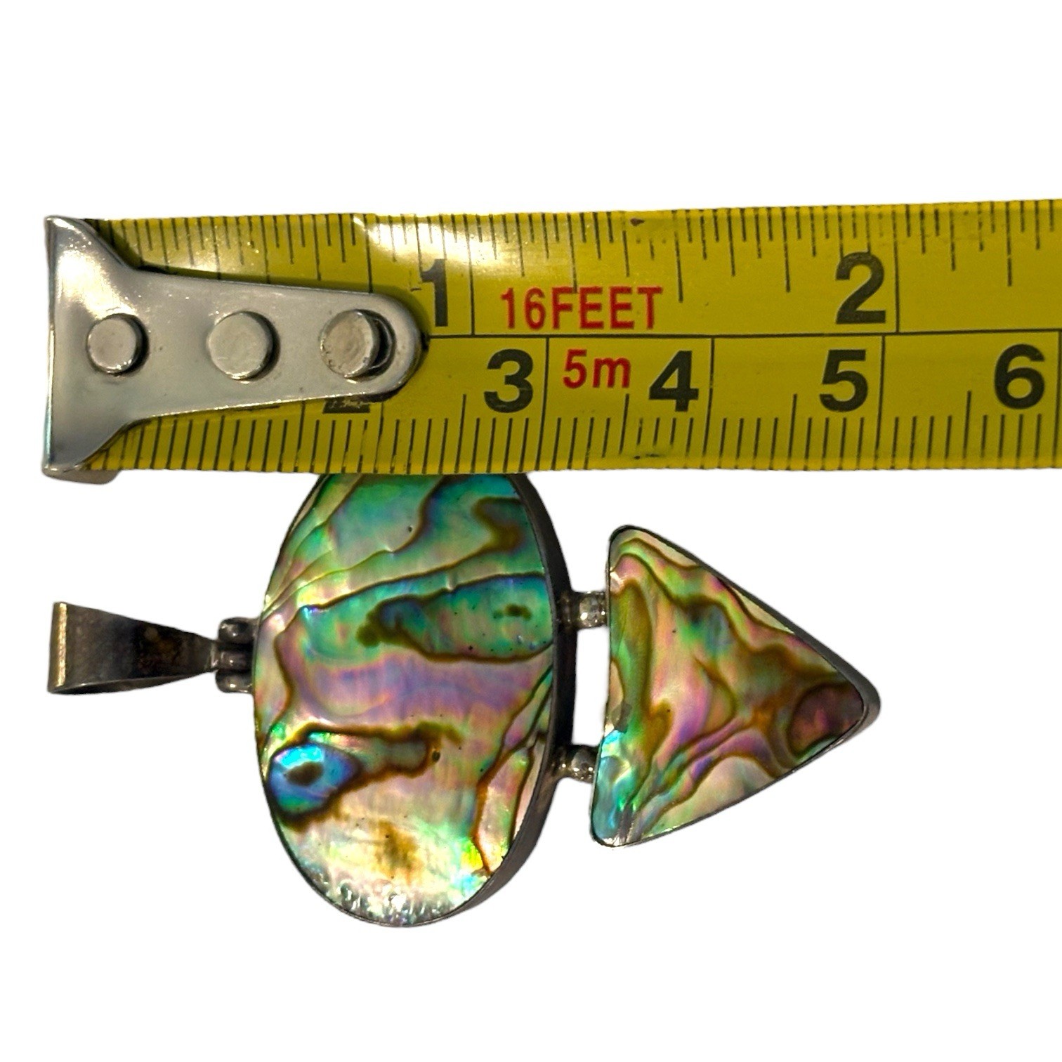 Sterling Silver Large Oval Triangle Cut Abalone S… - image 6