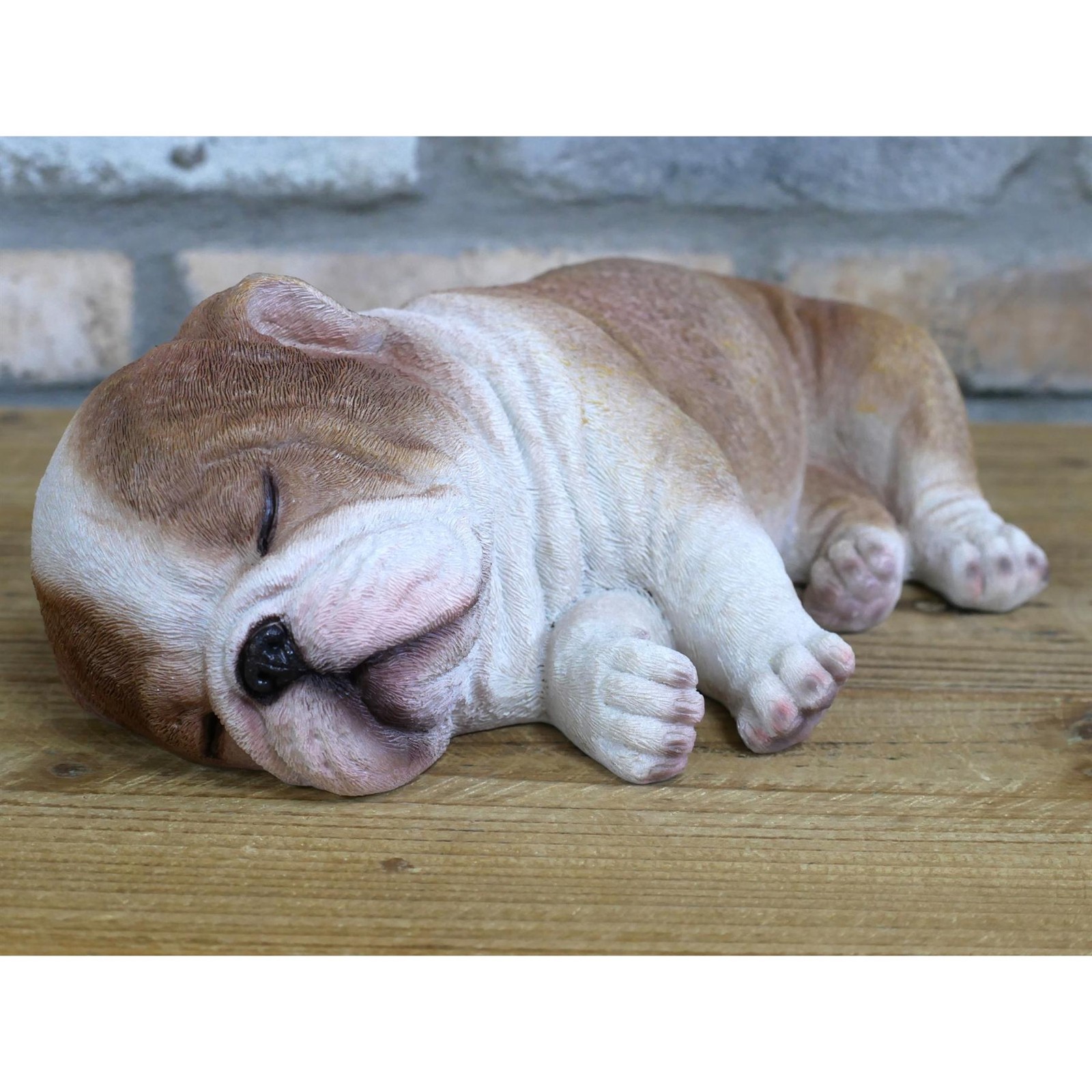 Sleeping English Bulldog Ornament Lifelike Puppy Garden Statue Dog Decor Gift
