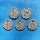 Lot of 5 WALKING LIBERTY HALF DOLLARS - 1941-1944