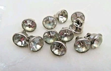 Vintage Buttons 12 Silver Metal & Rhinestone Art Jay Button & Trimming Co. Dance